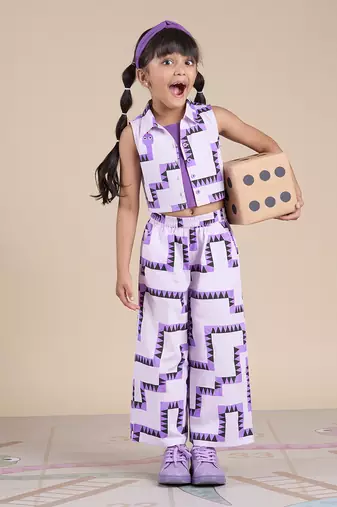 Purple cotton printed  co-ord set