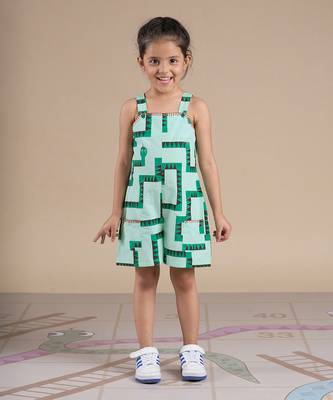 Green cotton printed jumpsuit 1