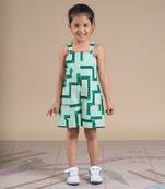 Green cotton printed jumpsuit