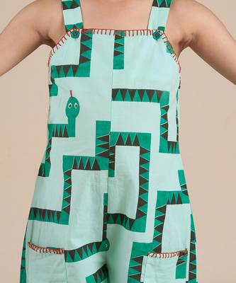 Green cotton printed jumpsuit 4