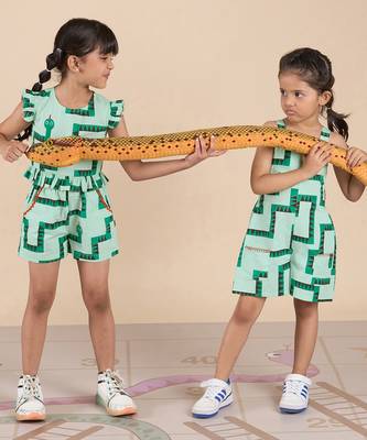 Green cotton printed jumpsuit 5