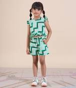 Green cotton printed  co-ord set
