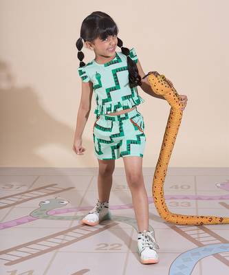 Green cotton printed  co-ord set 3