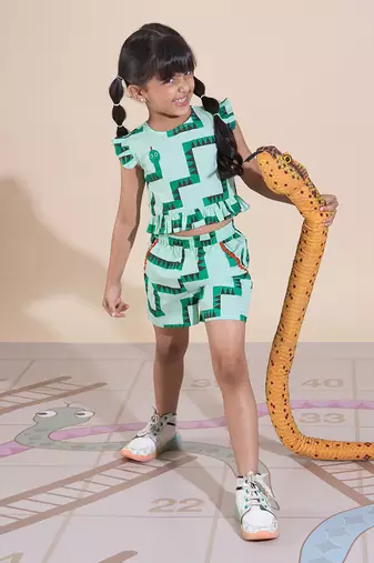 Green cotton printed  co-ord set