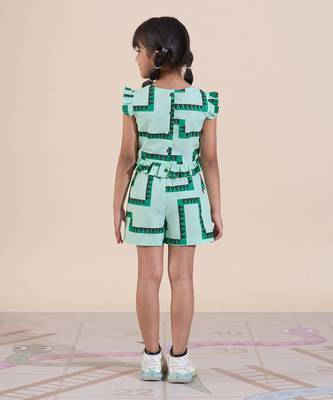 Green cotton printed  co-ord set 4