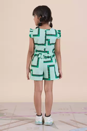 Green cotton printed  co-ord set