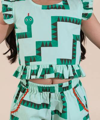 Green cotton printed  co-ord set 5