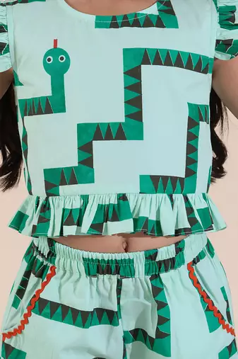 Green cotton printed  co-ord set