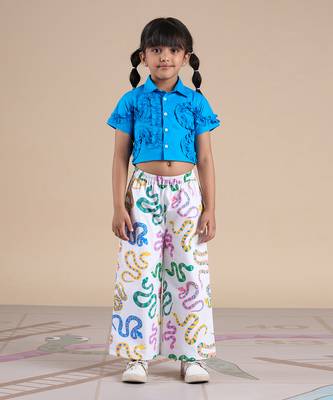 Blue cotton plain  co-ord set 1