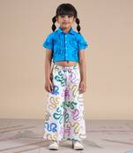 Blue cotton plain  co-ord set