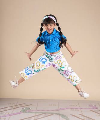 Blue cotton plain  co-ord set 2