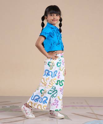 Blue cotton plain  co-ord set 3
