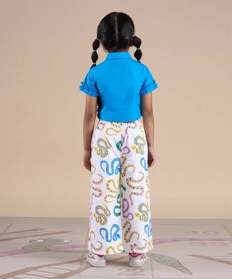 Blue cotton plain  co-ord set 4