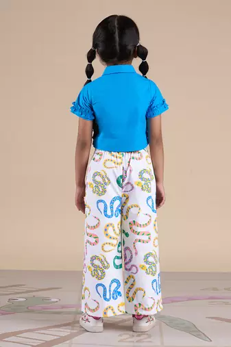 Blue cotton plain  co-ord set