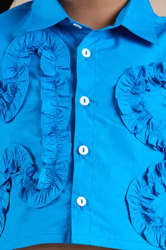 Blue cotton plain  co-ord set