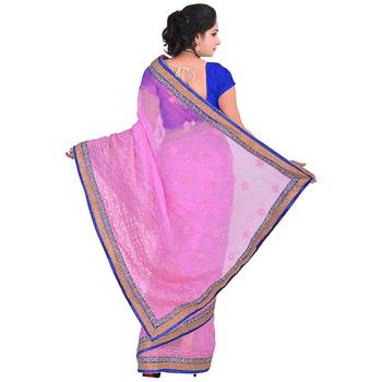Famous Karachi Embroidery Designer Supernet Saree Diwali Special Gift 267 3