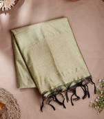 green jute cotton Saree with  blouse
