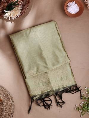 green jute cotton Saree with  blouse 2