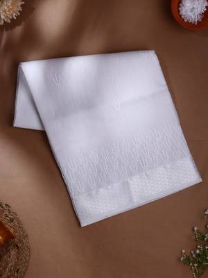white chanderi Saree with  blouse 1