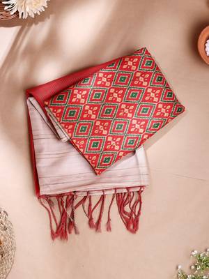 red art silk Saree with  blouse 2