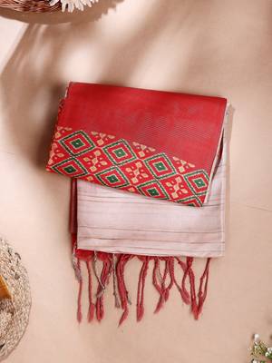 red art silk Saree with  blouse 1