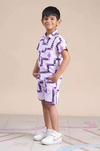 Purple cotton printed co-ord set