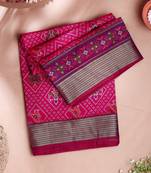 rani pink artificial patola saree with  blouse
