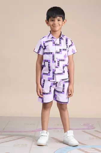 Purple cotton printed co-ord set