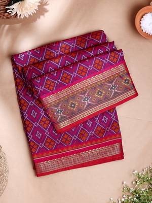 purple artificial patola saree with  blouse 1