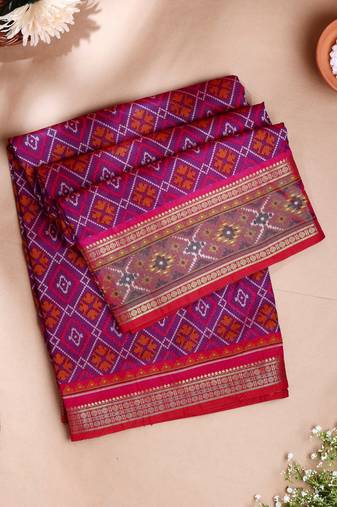 purple artificial patola saree with  blouse