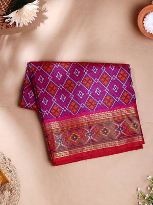 purple artificial patola saree with  blouse 2