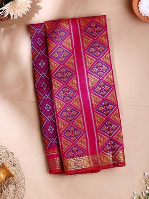 purple artificial patola saree with  blouse 3