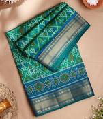 Green Art Silk Hand Woven Abstract Print Patola Saree