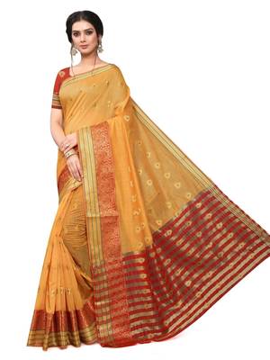 orange cotton silk Saree with  blouse 1