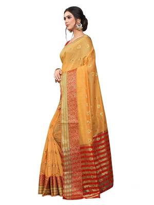 orange cotton silk Saree with  blouse 2