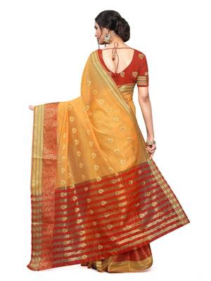 orange cotton silk Saree with  blouse 4