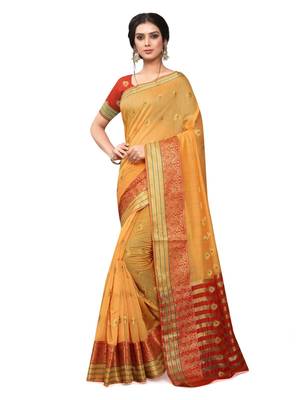 orange cotton silk Saree with  blouse 5