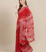 red linen saree with  blouse