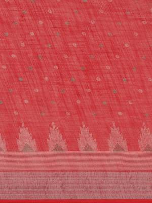 red linen saree with  blouse 3