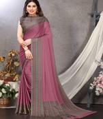 Women's Pink Chiffon Saree with Blouse