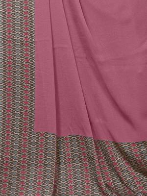 Women's Pink Chiffon Saree with Blouse 4