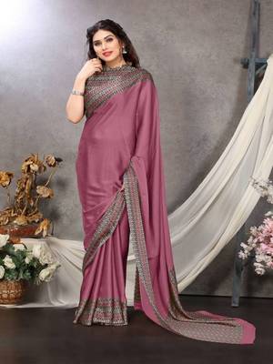 Women's Pink Chiffon Saree with Blouse 5