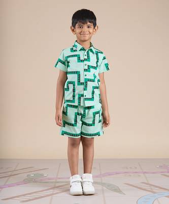 Green cotton printed  co-ord set 1