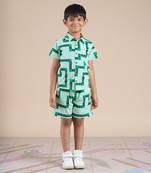 Green cotton printed  co-ord set