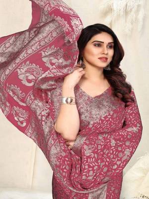 Magenta Chiffon Zari Hand-Woven Ethnic Saree 2