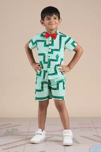 Green cotton printed  co-ord set