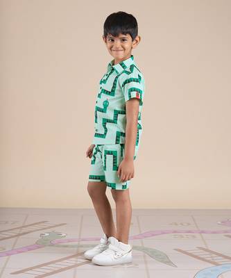 Green cotton printed  co-ord set 3