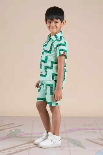 Green cotton printed  co-ord set