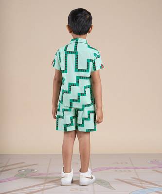 Green cotton printed  co-ord set 4