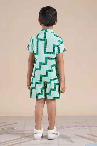 Green cotton printed  co-ord set